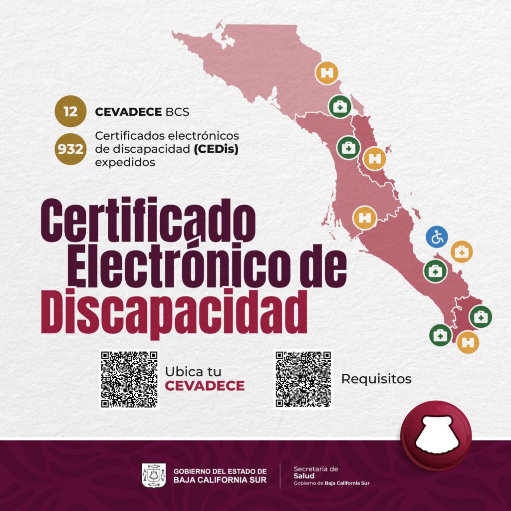 En Baja California Sur, contamos con 12 Centros de Valoración de la Discapacidad y expedición del Certificado Electrónico de Discapacidad (CEVADECE). 14 716975256 1592658756240403 3618002694788346776 n