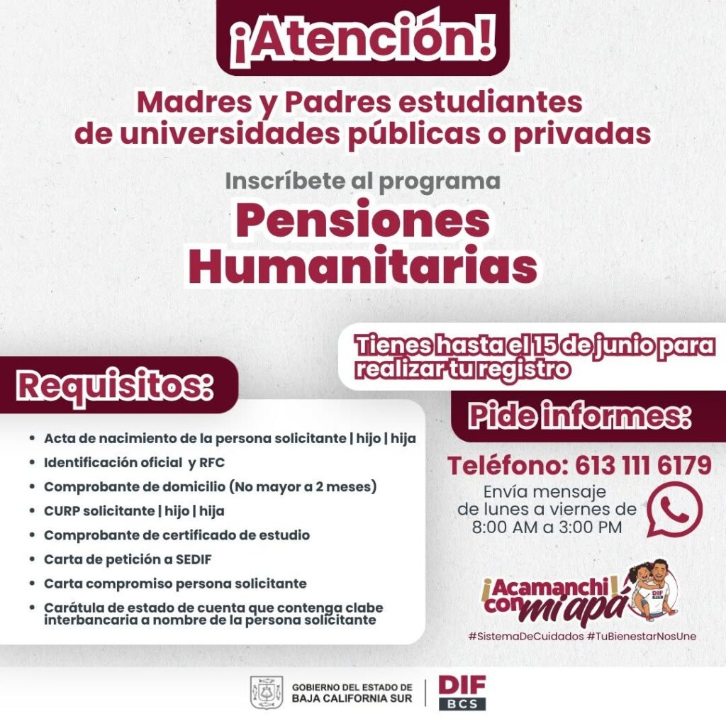 El lunes 15 de junio es el último día para inscribirse al Programa de Pensiones Humanitarias del SEDIF BCS 11 720796579 1597557445750534 7576049643089005203 n